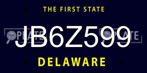 JB6Z599 Delaware License Plate