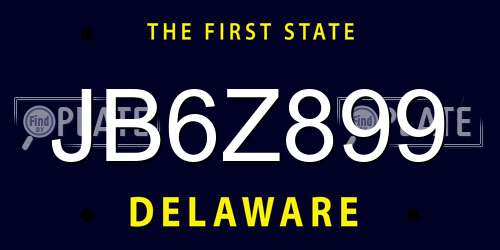 JB6Z899 Delaware License Plate
