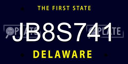 JB8S741 Delaware License Plate