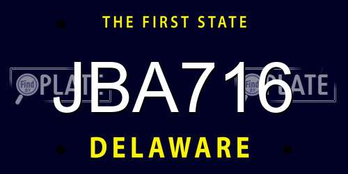 JBA716 Delaware License Plate