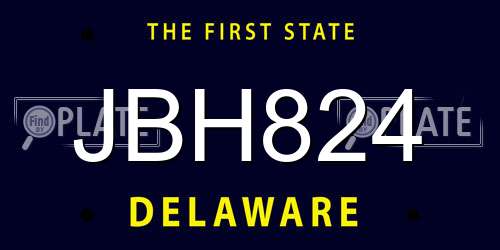 JBH824 Delaware License Plate