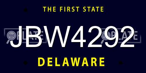 JBW4292 Delaware License Plate