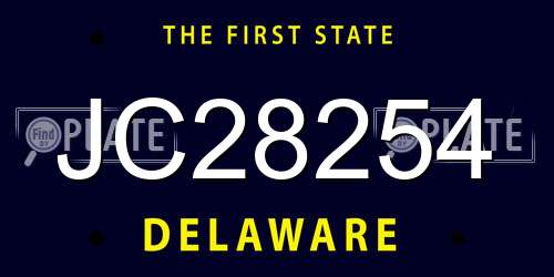 JC28254 Delaware License Plate