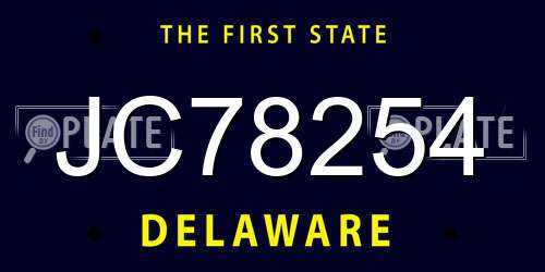 JC78254 Delaware License Plate