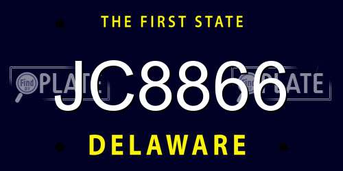 JC8866 Delaware License Plate