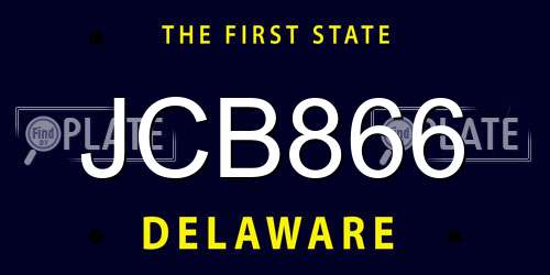 JCB866 Delaware License Plate