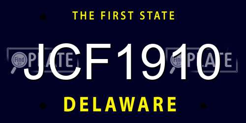 JCF1910 Delaware License Plate
