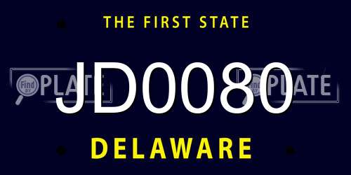 JD0080 Delaware License Plate