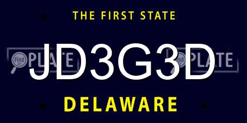 JD3G3D Delaware License Plate