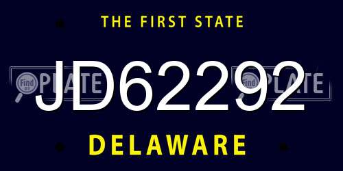 JD62292 Delaware License Plate
