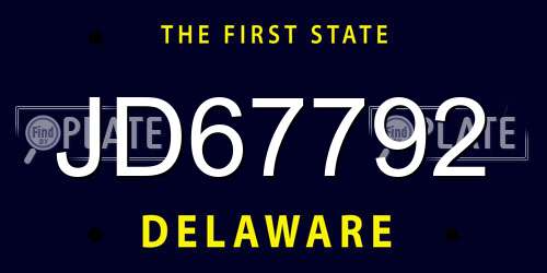 JD67792 Delaware License Plate