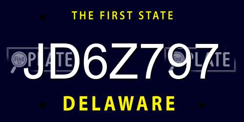 JD6Z797 Delaware License Plate