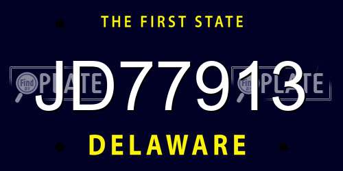 JD77913 Delaware License Plate