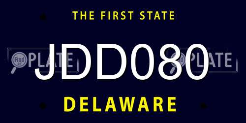 JDD080 Delaware License Plate