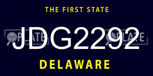 JDG2292 Delaware License Plate