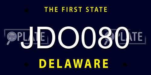 JDO080 Delaware License Plate