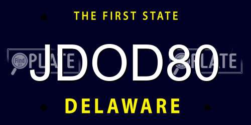 JDOD80 Delaware License Plate