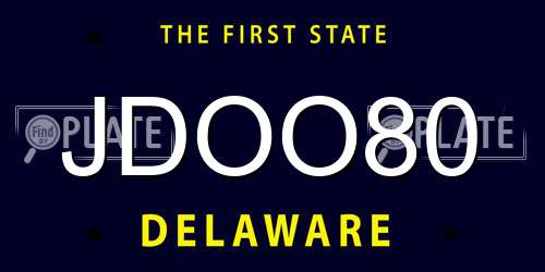 JDOO80 Delaware License Plate