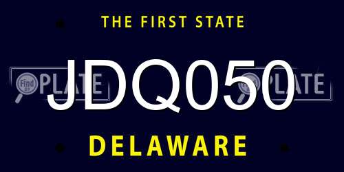 JDQ050 Delaware License Plate