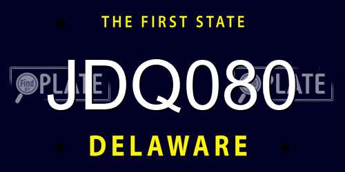 JDQ080 Delaware License Plate