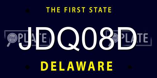 JDQ08D Delaware License Plate