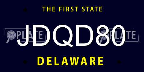 JDQD80 Delaware License Plate