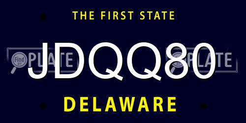JDQQ80 Delaware License Plate