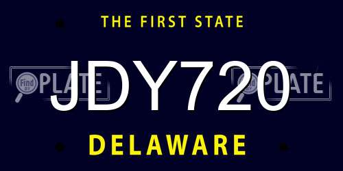 JDY720 Delaware License Plate