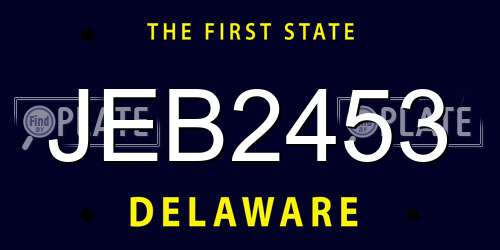 JEB2453 Delaware License Plate
