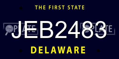 JEB2483 Delaware License Plate