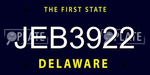JEB3922 Delaware License Plate