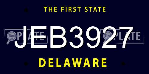 JEB3927 Delaware License Plate