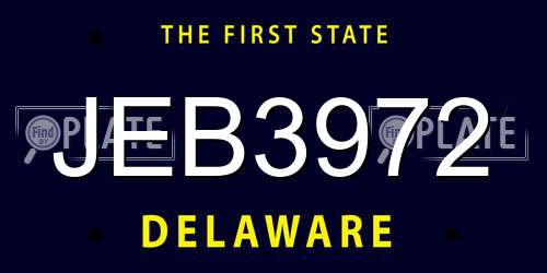 JEB3972 Delaware License Plate