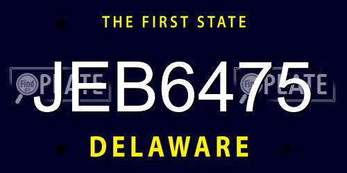 JEB6475 Delaware License Plate