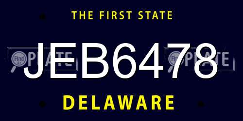 JEB6478 Delaware License Plate