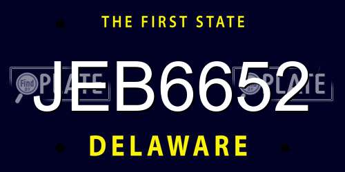 JEB6652 Delaware License Plate