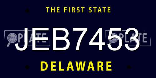 JEB7453 Delaware License Plate