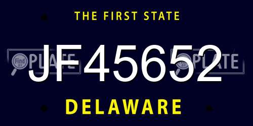 JF45652 Delaware License Plate