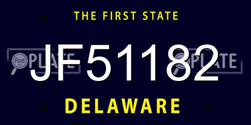 JF51182 Delaware License Plate