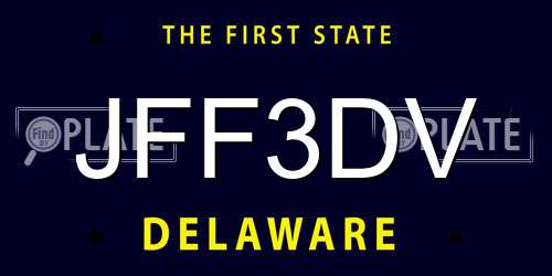 JFF3DV Delaware License Plate