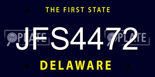 JFS4472 Delaware License Plate