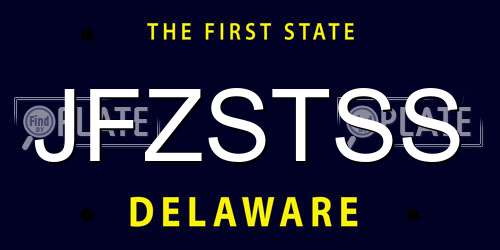 JFZSTSS Delaware License Plate