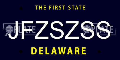 JFZSZSS Delaware License Plate