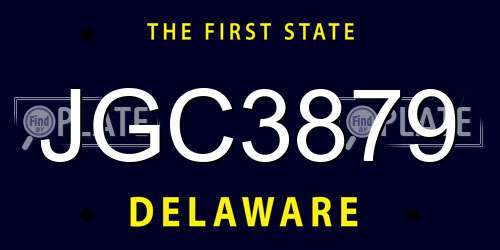 JGC3879 Delaware License Plate