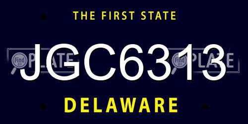 JGC6313 Delaware License Plate