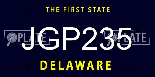 JGP235 Delaware License Plate