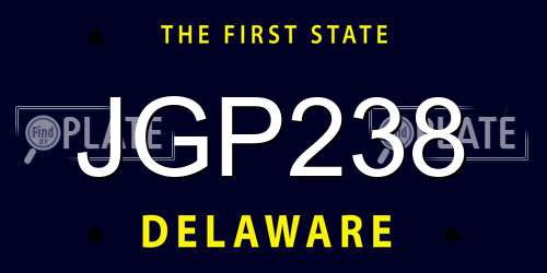 JGP238 Delaware License Plate