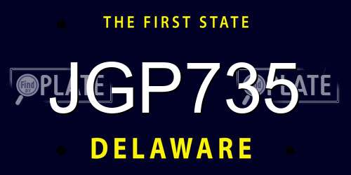 JGP735 Delaware License Plate