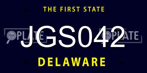 JGS042 Delaware License Plate