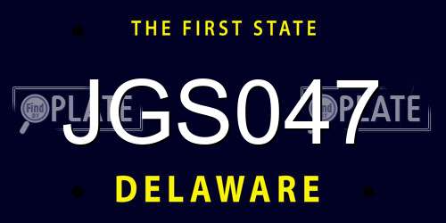 JGS047 Delaware License Plate